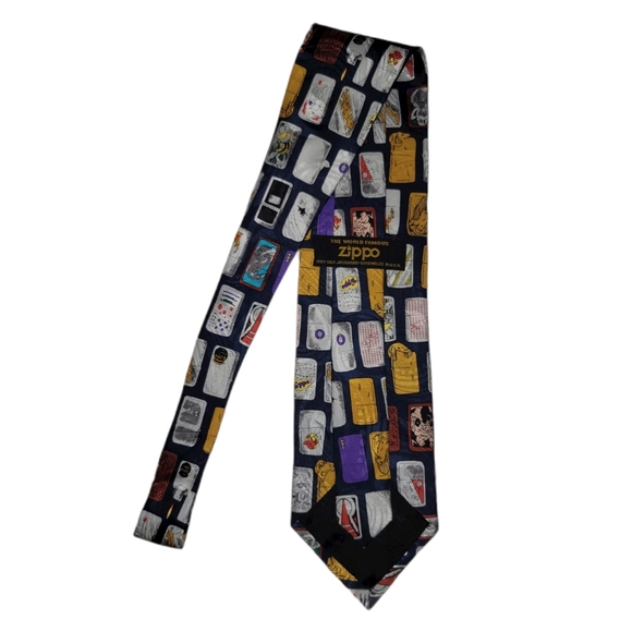 Zippo Lighter Silk Tie Navy Blue RARE Design NWOT - Picture 2 of 4